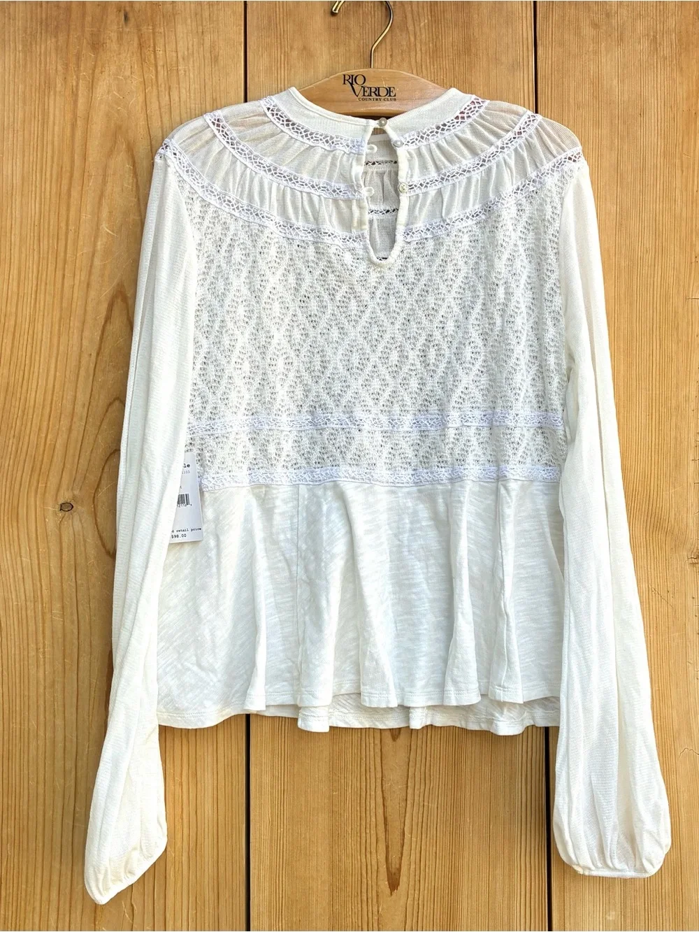Free People NWT English Rose Ivory Lace Top Sz Large